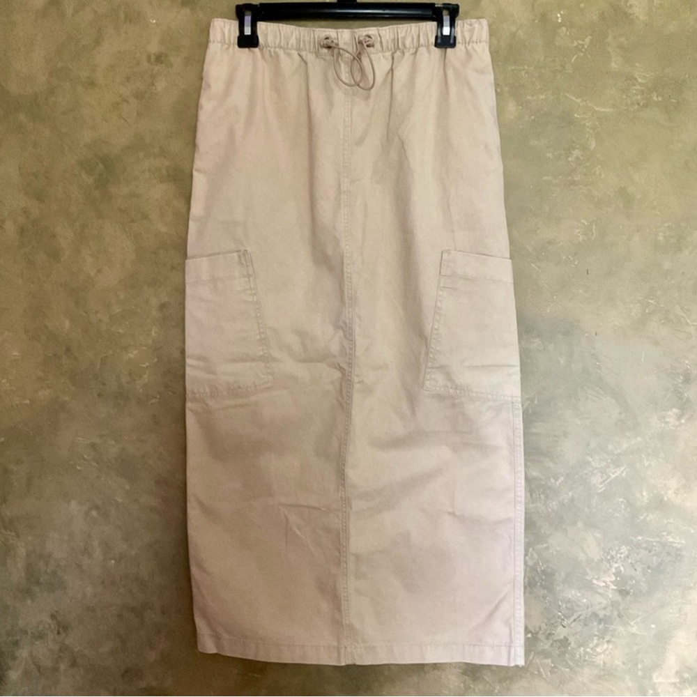 BDG Urban Outfitters Cotton Khaki Cargo Maxi Skirt